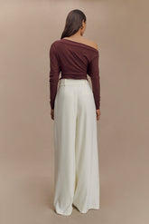 Yasmin Asymmetrical Long Sleeve Top - Mahogany
